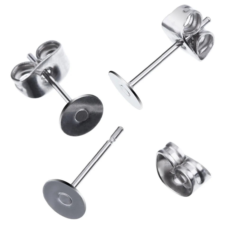 200sets Steel Earrings Posts Flat Pad with Butterfly Earring Backs for Earring Making Findings
200sets Steel Earrings Posts Flat Pad with Butterfly Earring Backs for Earring Making Findings