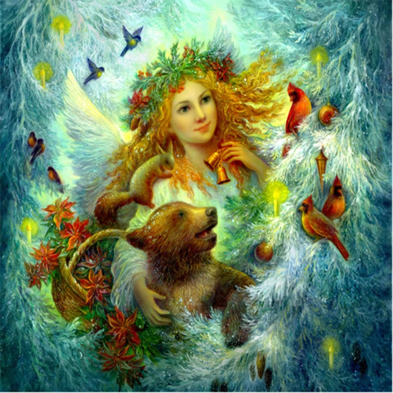 5D diy Full round diamond painting cross stitch Kits embroidery mosaic Angel girl pattern picture home Decor gift | Дом и сад