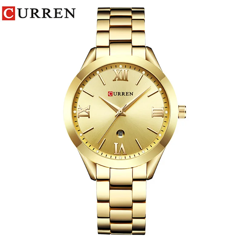 Curren reloj mujer женские часы розовое золото Роскошные Кварцевые модные брендовые