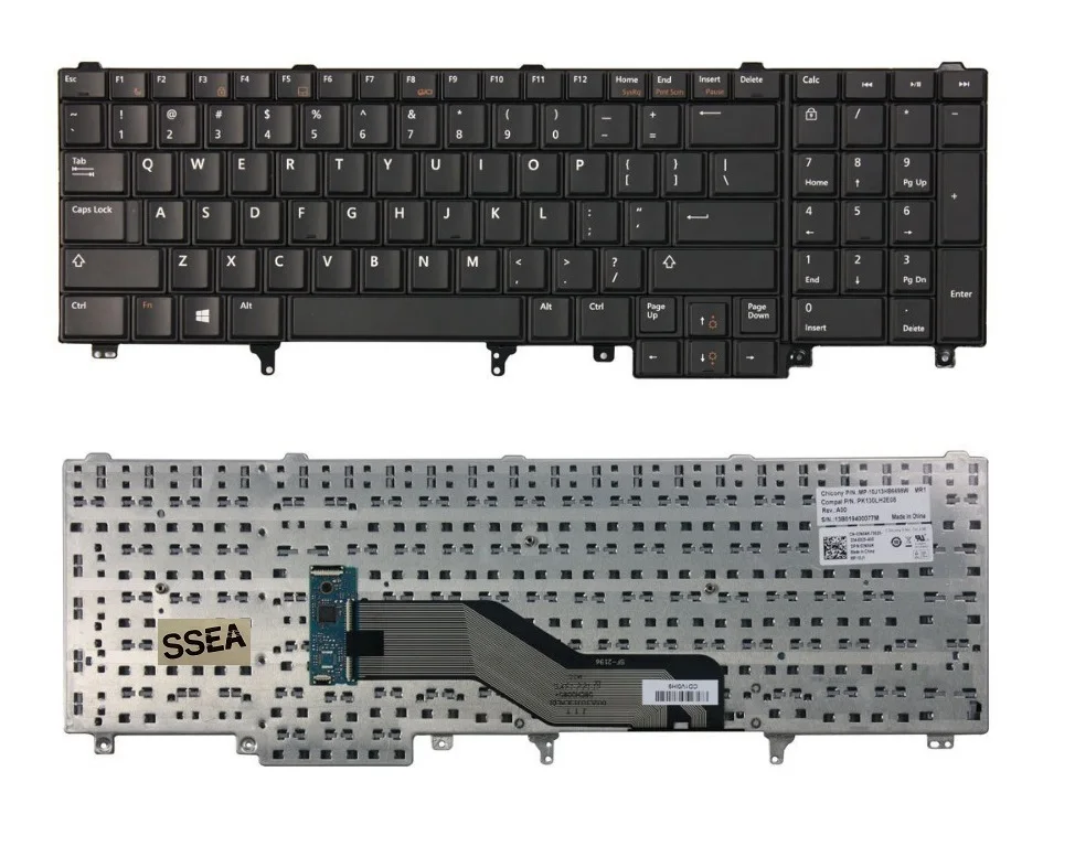 

SSEA New Laptop US Keyboard for Dell Latitude E5520 E5520m E5530 E6520 E6530 E6540 Laptop Without Pointer and Backlight