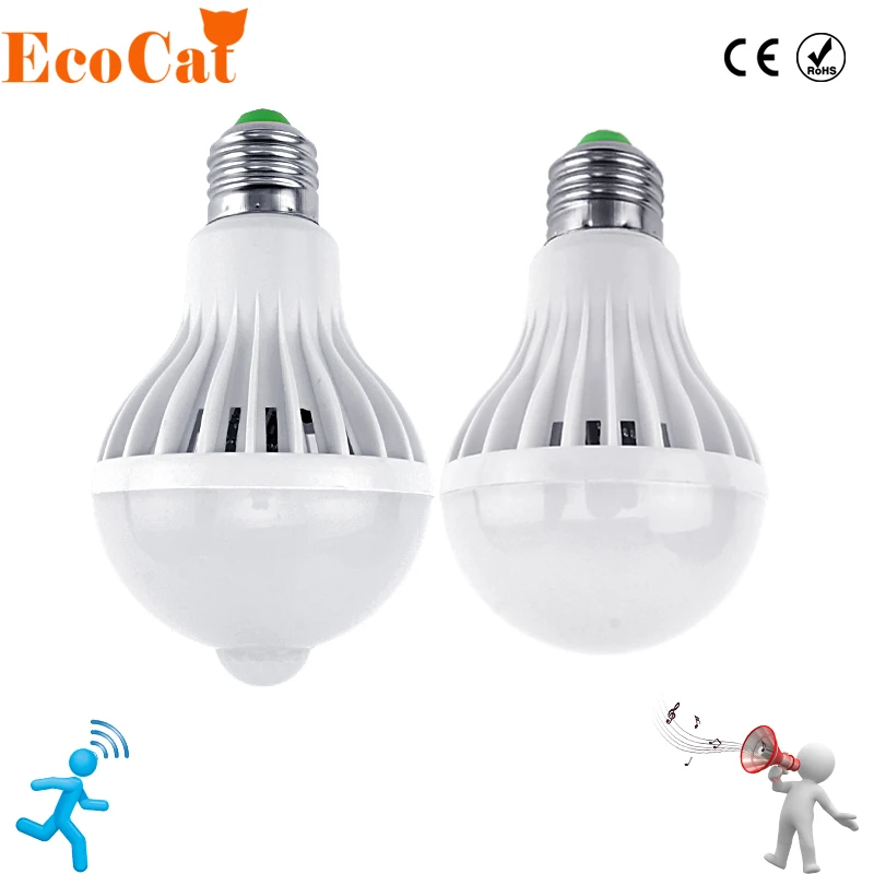 Светодиодная лампа с датчиком движения 220 В E27 3/5/7/9/12 Вт|e27 led light|motion sensor lampled bulb |