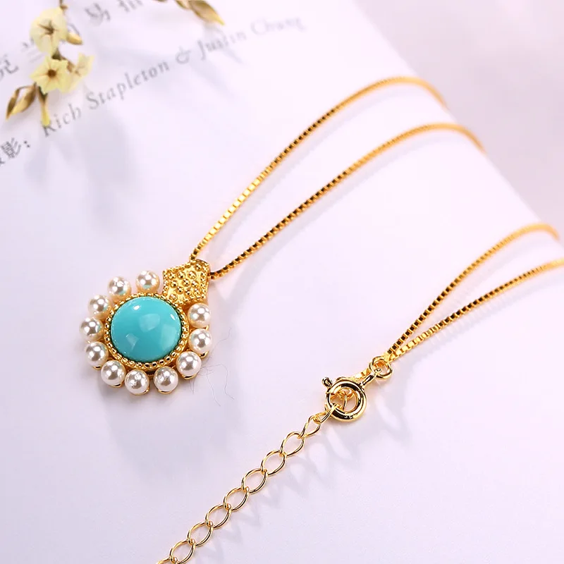 2019 pure silver natural turquoise inlay pearl pendant chain of upscale female set wholesale restoring ancient ways
2019 pure silver natural turquoise inlay pearl pendant chain of upscale female set wholesale restoring ancient ways