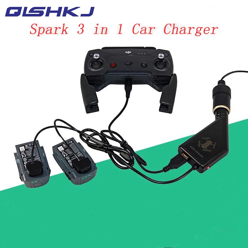 DJI Spark 3 in 1 Car Charger 2 pcs Battery Charging & 1 pcs USB Port Remote Control Charge 3 Port For DJI SPARK Accessories
DJI Spark 3 in 1 Car Charger 2 pcs Battery Charging & 1 pcs USB Port Remote Control Charge 3 Port For DJI SPARK Accessories