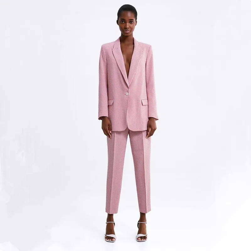 Women's casual checkered two-piece pants suit spring and summer new single button suit jacket women's pants suit suits
Women's casual checkered two-piece pants suit spring and summer new single button suit jacket women's pants suit suits