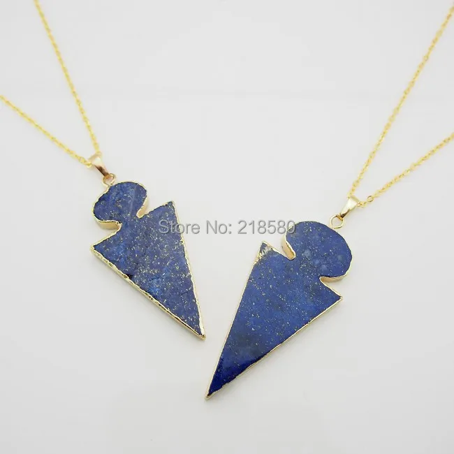 N011PPA02041G Blue Lapis Lazuli Stone Arrowhead Pendant Necklace 24K Gold Electroplated Edges
N011PPA02041G Blue Lapis Lazuli Stone Arrowhead Pendant Necklace 24K Gold Electroplated Edges