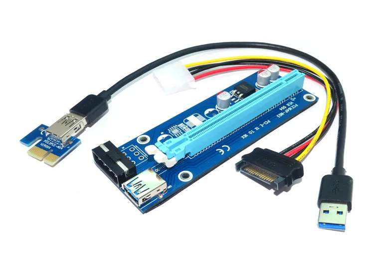 Pci e PCIe PCI Express 1X к 16x GPU Extender Riser Кабель USB 3.0 60 см + molex SATA Мощность для btc Bitcoin Litecoin