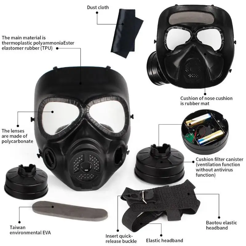 Маска Защитная противогаз M04 Cs ударопрочная Регулируемая защитная маска для