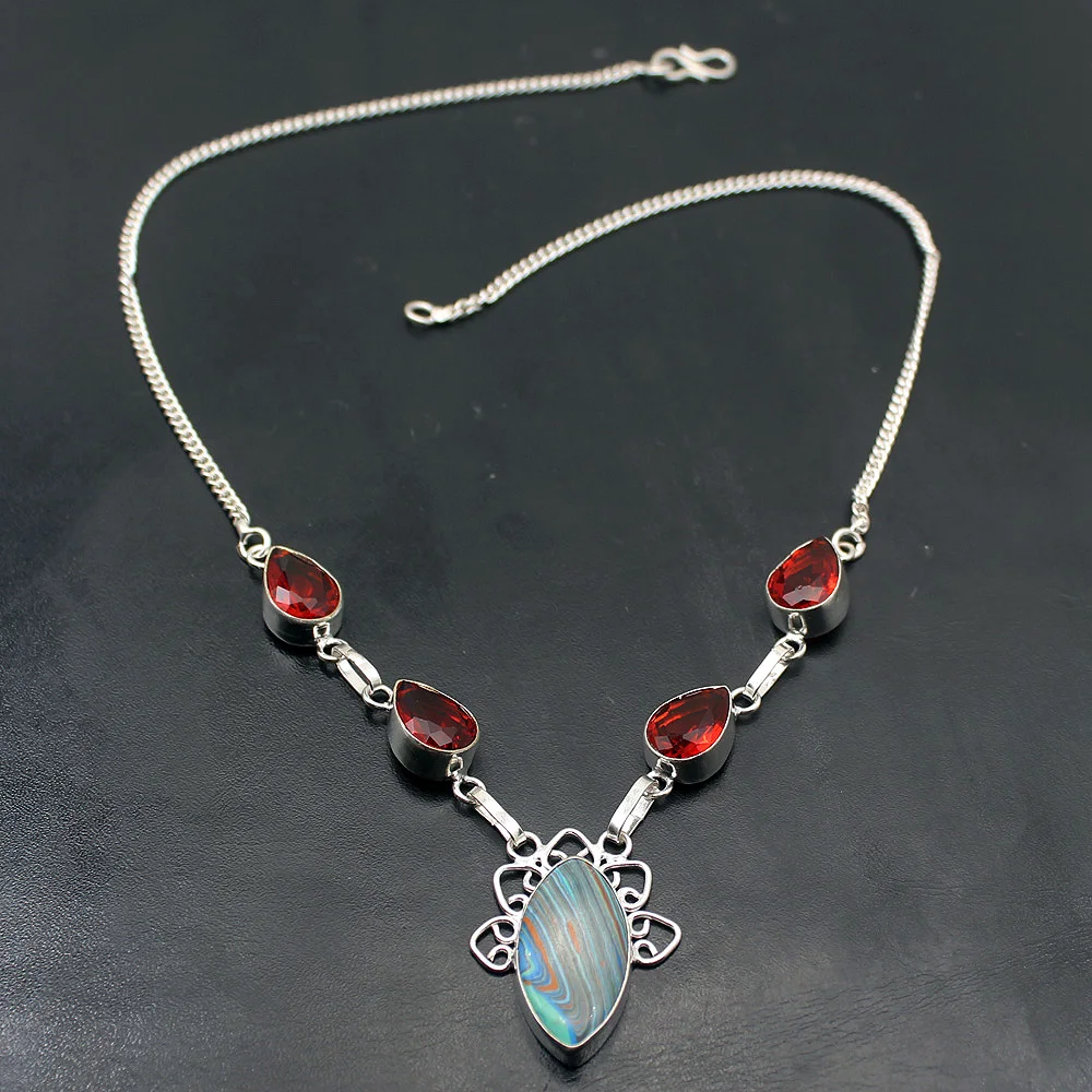 Hermosa Delicate NaturalJasper Red Garnet Silver Color Necklace Women Chain Necklace 18 Inch A183
Hermosa Delicate NaturalJasper Red Garnet Silver Color Necklace Women Chain Necklace 18 Inch A183