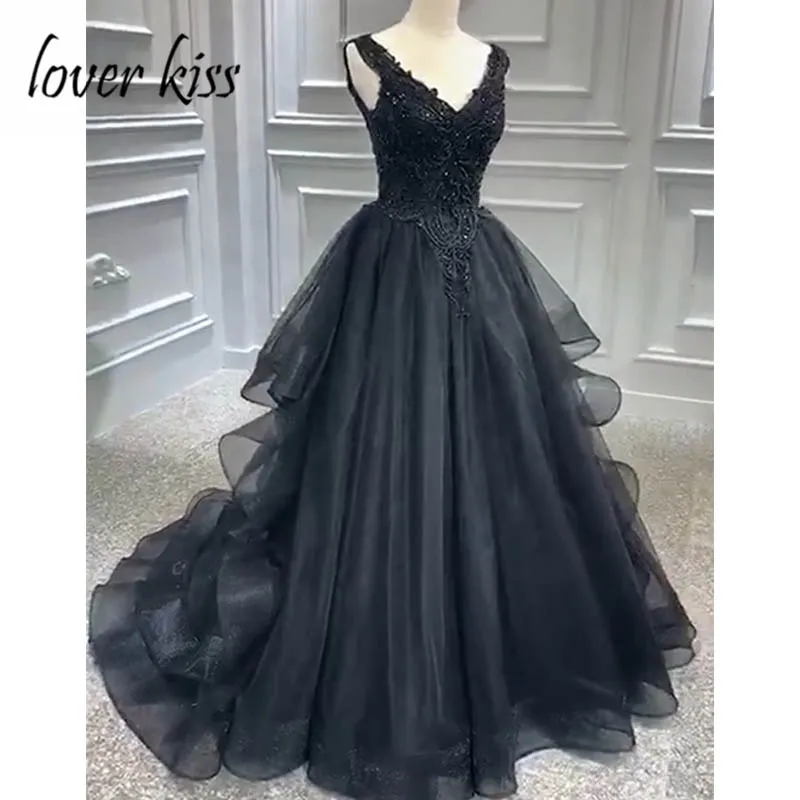 Винтажное платье Lover Kiss de novia, черное платье в готическом стиле с треугольным вырезом, украшенное бусинами, для свадебных торжеств
Винтажное платье Lover Kiss de novia, черное платье в готическом стиле с треугольным вырезом, украшенное бусинами, для свадебных торжеств