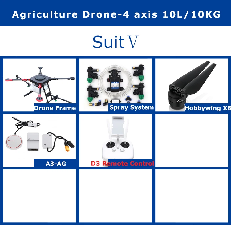 Сельское хозяйство drone 4 осевая машина 10 кг/10L распыления gimbal системы 1300 мм