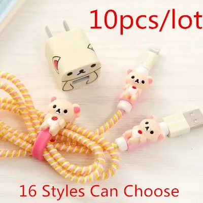 10 шт мультфильм USB кабель наушники протектор набор с кабелем Стикеры для намотки