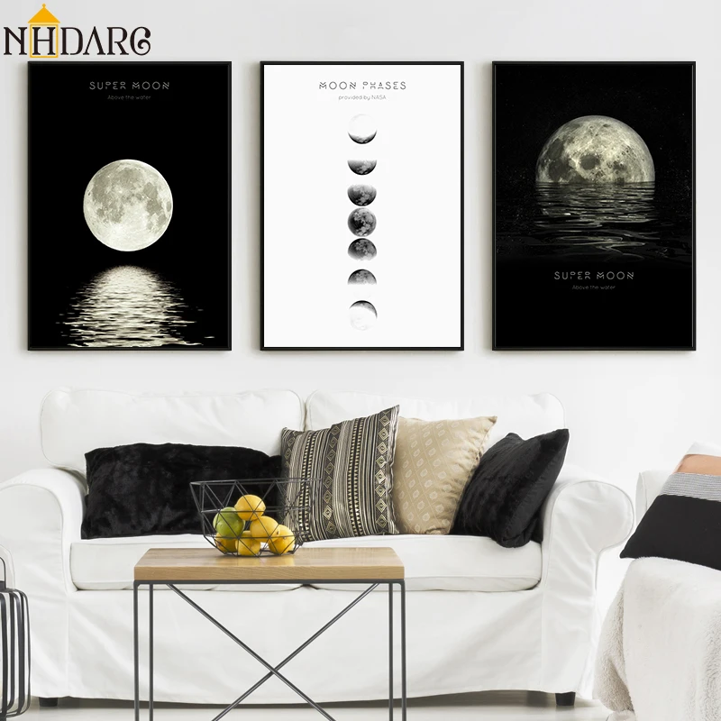 Nordic Modern Decoration Black White Super Moon Posters and Prints Wall Art Canvas Painting Pictures For Living Room Home Decor
Nordic Modern Decoration Black White Super Moon Posters and Prints Wall Art Canvas Painting Pictures For Living Room Home Decor