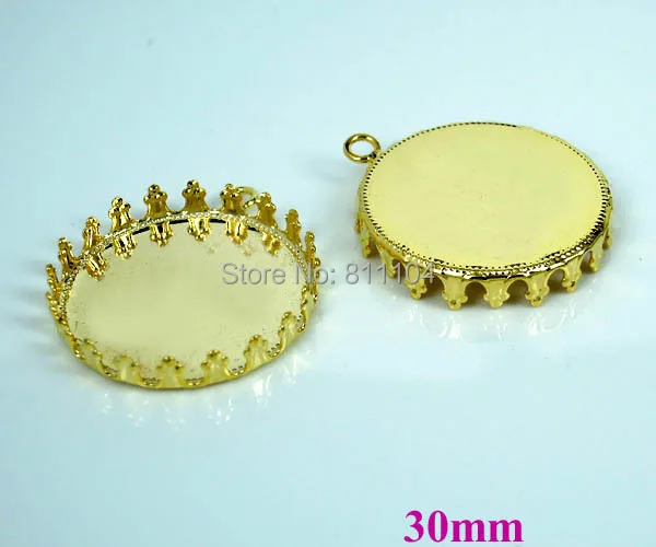 30mm New Gold tone Plated Copper Round Crown Bezel w/ a Loop Cabochon Settings Pendant Findings DIY Jewelry Making Wholesale
30mm New Gold tone Plated Copper Round Crown Bezel w/ a Loop Cabochon Settings Pendant Findings DIY Jewelry Making Wholesale