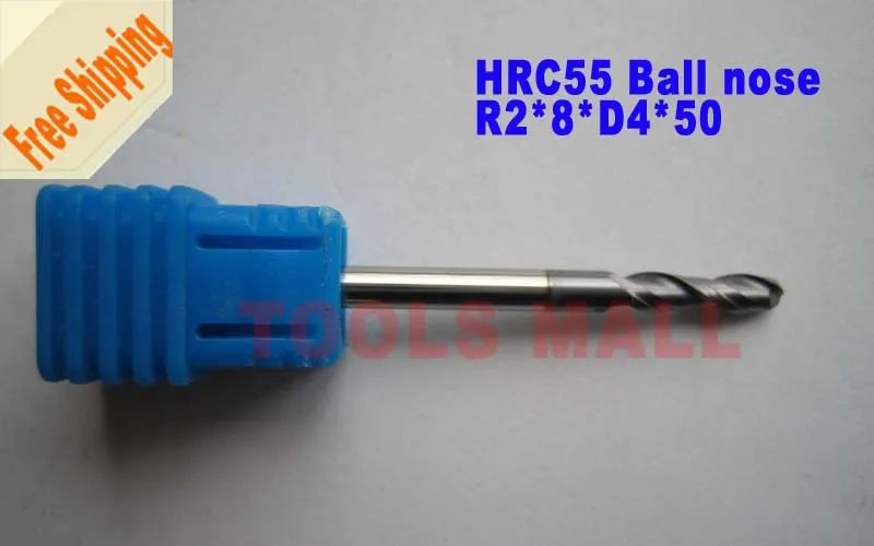 

5pcs 4mm 2 Flutes Ball nose Spiral Bit Milling Tools Carbide CNC Endmill Router bits hrc55 R2*8*D4*50