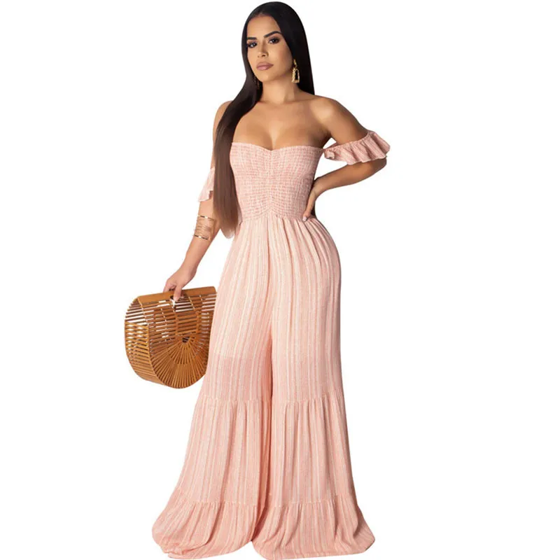 Elegant Striped Strapless Jumpsuit Women Off the Shoulder Backless Loose Wide Leg Pants Sexy Night Club Party Romper Overalls
Elegant Striped Strapless Jumpsuit Women Off the Shoulder Backless Loose Wide Leg Pants Sexy Night Club Party Romper Overalls