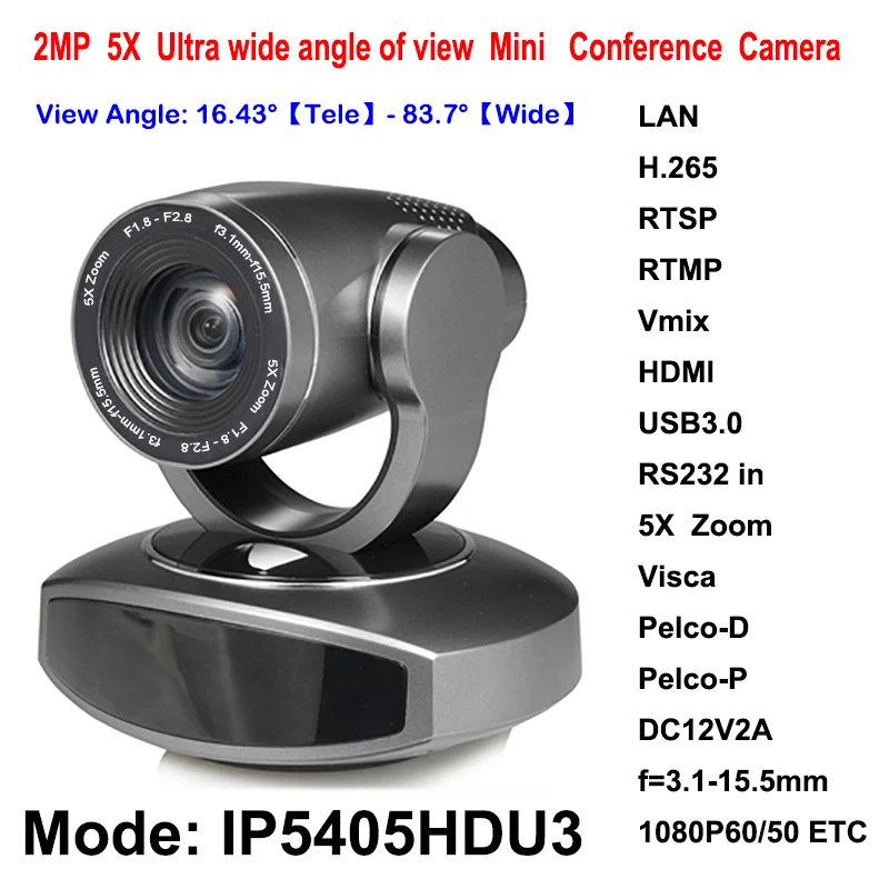 2MP Mini USB3.0 HD HDMI IP PTZ Video Streaming Camera 5x Optical Zoom Rtmp RTSP for Conference Rooms
2MP Mini USB3.0 HD HDMI IP PTZ Video Streaming Camera 5x Optical Zoom Rtmp RTSP for Conference Rooms