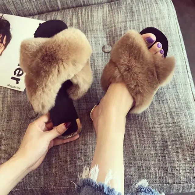 Women Rabbit Fur Slippers Flip Flops Big Real Fur Fashion Slides Flat Slippers Female Fur Slippers Female Fashion Summer Slides
Women Rabbit Fur Slippers Flip Flops Big Real Fur Fashion Slides Flat Slippers Female Fur Slippers Female Fashion Summer Slides