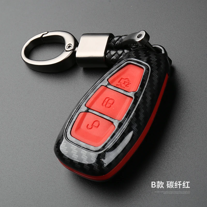 Carbon Car Styling Key Cover Keychain For Ford Fiesta Focus 2 Ecosport Kuga Escape Flip folding Remote key Case 3 Buttons | Автомобили и
