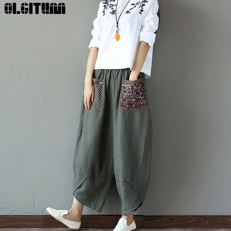 OLGITUM New Women Retro Wide Leg Harem Pants Cotton Linen Baggy Long Trousers Pants High Waist Casual Loose Trousers PT229
OLGITUM New Women Retro Wide Leg Harem Pants Cotton Linen Baggy Long Trousers Pants High Waist Casual Loose Trousers PT229