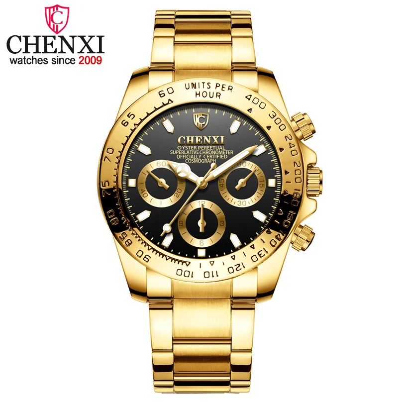Top Luxury Brand Chenxi Watch Men Gold Watches Stainless Steel Men's Watches 3 decorative dial Quartz Watch relogio masculino
Top Luxury Brand Chenxi Watch Men Gold Watches Stainless Steel Men's Watches 3 decorative dial Quartz Watch relogio masculino