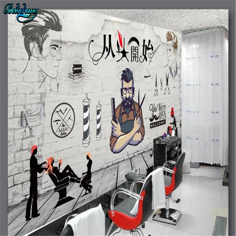 beibehang Personalized custom wallpaper mural Europe and the United States trend barber shop hair shop background wall
beibehang Personalized custom wallpaper mural Europe and the United States trend barber shop hair shop background wall