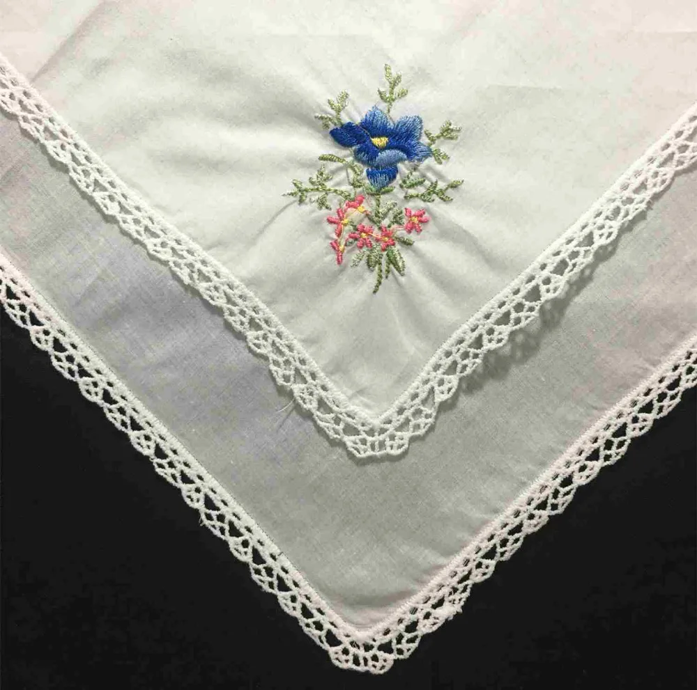 Set of 12 New Wedding Handkerchiefs White Cotton Hankies with Lace Edged & Color embroidered Floral Hanky For Bride Gifts 12x12"
Set of 12 New Wedding Handkerchiefs White Cotton Hankies with Lace Edged & Color embroidered Floral Hanky For Bride Gifts 12x12"