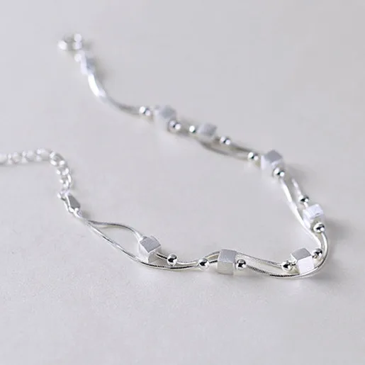 925-sterling-silver Double Chain Square Bead Charm Bracelets For Women Fashion Femme Prevent Allergy Sterling Silver Jewelry
925-sterling-silver Double Chain Square Bead Charm Bracelets For Women Fashion Femme Prevent Allergy Sterling Silver Jewelry