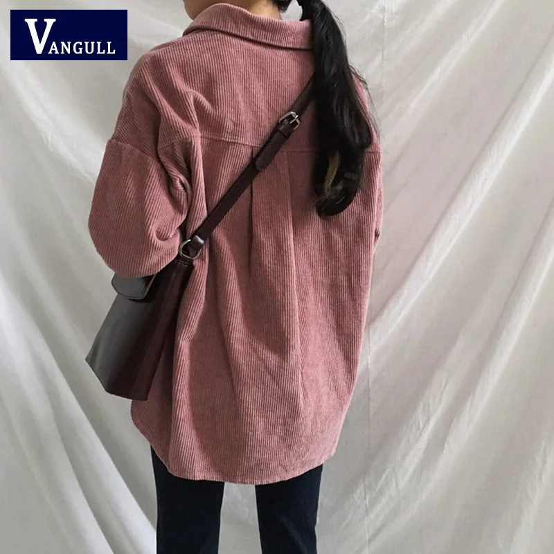 Женская Вельветовая куртка Harajuku однотонная большого размера на осень и зиму