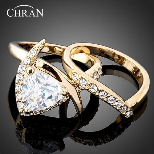 CHRAN Exquisite Gold Color Cubic Zirconia 2 Pave Band Wedding Rings Set for Women Elegant Crystal Engagement Rings Jewelry
CHRAN Exquisite Gold Color Cubic Zirconia 2 Pave Band Wedding Rings Set for Women Elegant Crystal Engagement Rings Jewelry