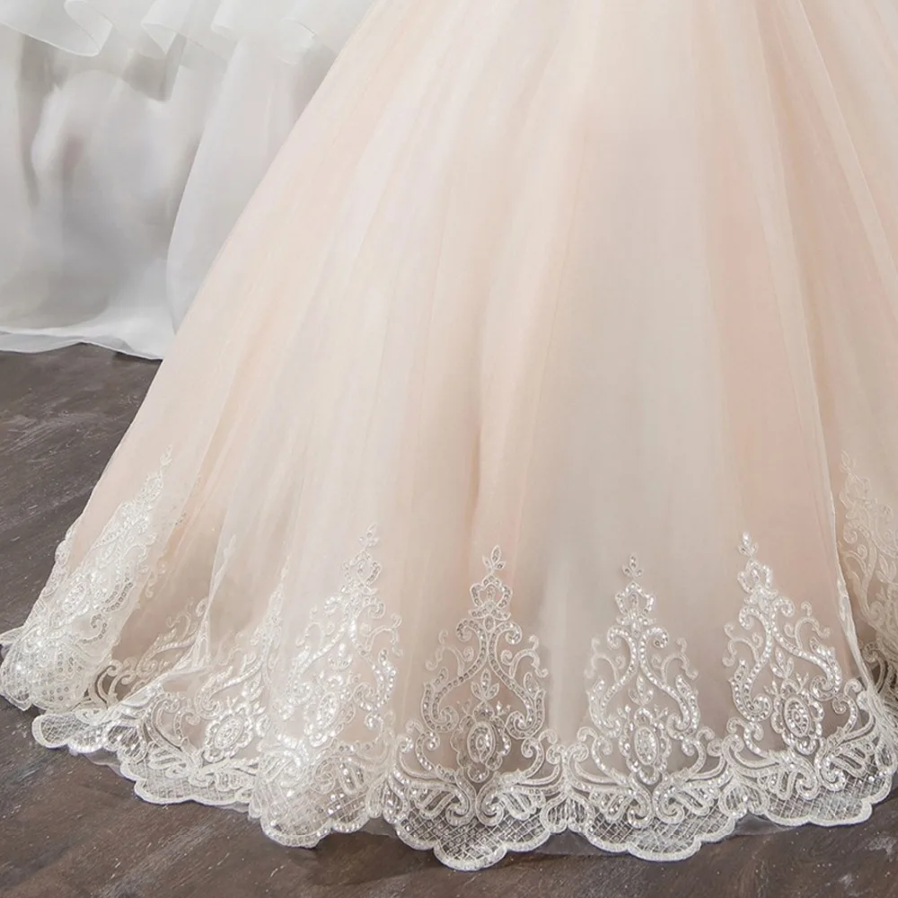 Lovely Lace Appliques Blush Flower Girl Dresses with Bow 2018 Sleeveless first communion dresses for girls Kids Evening Gown | Свадьбы и