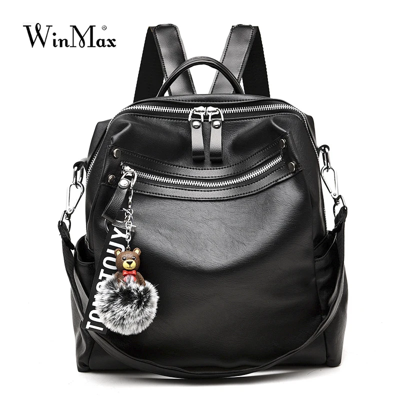 Winmax Multi function backpack bag Luxury Shoulder Bags women Fashion Leather Bag school student style hair ball pendent design
Winmax Multi function backpack bag Luxury Shoulder Bags women Fashion Leather Bag school student style hair ball pendent design