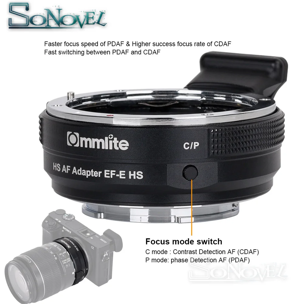 

Commlite CM-EF-E HS Faster Auto Focus Lens Mount Adapter for Canon EF/EF-S Lens to Sony E-Mount A9 A7RIII A7M3 A6300 A6400 A6500