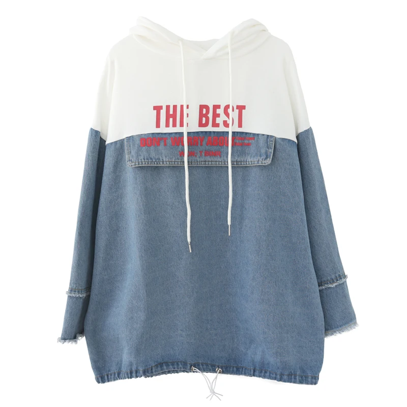 2018 Autumn Winter Hoodies Women Hooded Sweatshirts Letter Print Fashion Patchwork Denim Hoodies Female Thicken Outerwear
2018 Autumn Winter Hoodies Women Hooded Sweatshirts Letter Print Fashion Patchwork Denim Hoodies Female Thicken Outerwear