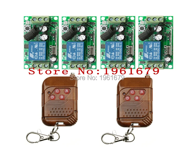 DC 12V 10 A 1 Channel RF Wireless Remote Control 4 Receiver & 2 Transmitter learning code
DC 12V 10 A 1 Channel RF Wireless Remote Control 4 Receiver & 2 Transmitter learning code