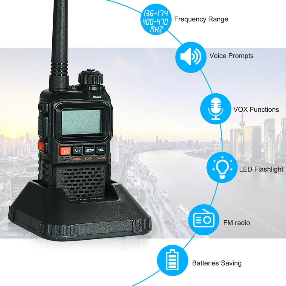 BF-UV-3R+ Walkie-talkie UV Double-segment Dual Display Baofeng Hand Platform Upgrade Version Mini
BF-UV-3R+ Walkie-talkie UV Double-segment Dual Display Baofeng Hand Platform Upgrade Version Mini