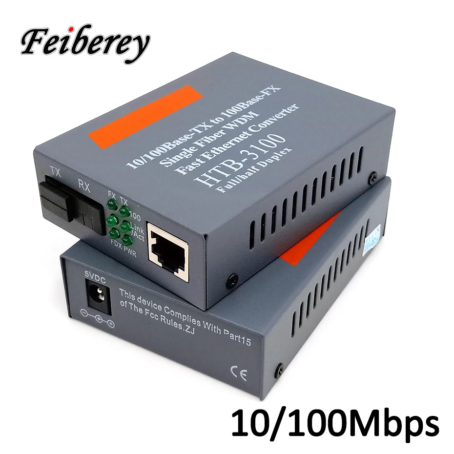 1 Pair 10/100M Optical Fiber Media Converter HTB-3100AB 25km Fast Ethernet Singlemode Single Fiber SC RJ45 Port Transceiver
1 Pair 10/100M Optical Fiber Media Converter HTB-3100AB 25km Fast Ethernet Singlemode Single Fiber SC RJ45 Port Transceiver