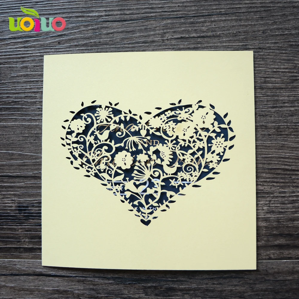 50pc New lasercut wedding invitation card customized initials invitation card with romantic carved heart for party supply
50pc New lasercut wedding invitation card customized initials invitation card with romantic carved heart for party supply