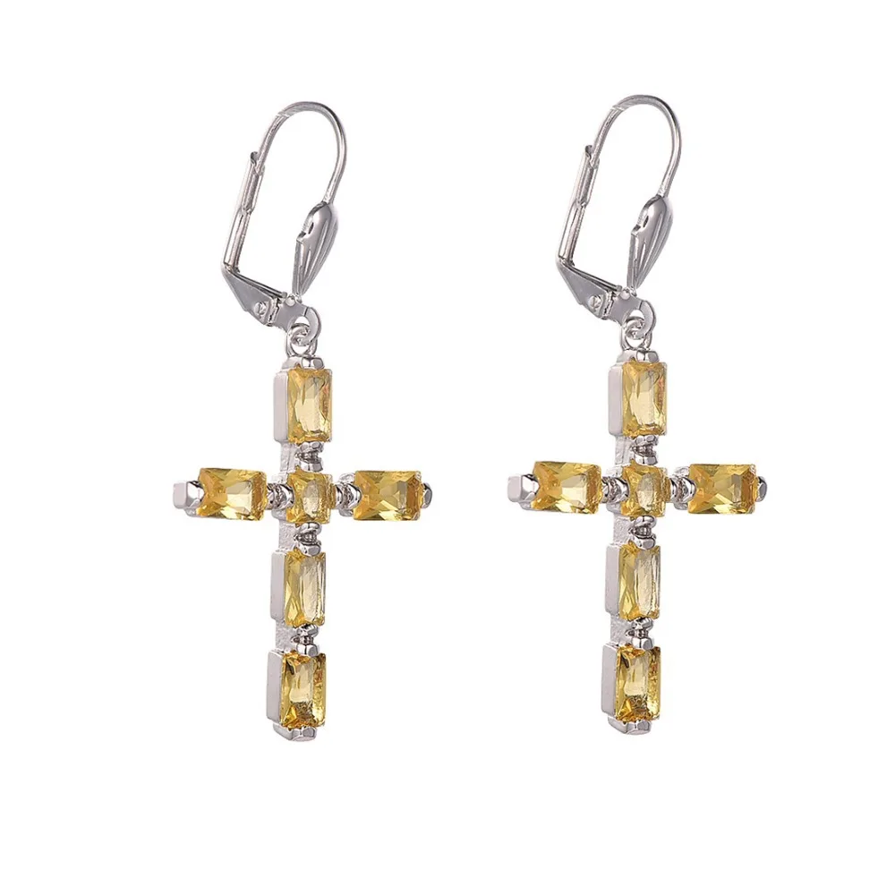 New Arrival Yellow Crystal Zircon 925 Sterling Silver Cross Earrings Cross Earrings TE706
New Arrival Yellow Crystal Zircon 925 Sterling Silver Cross Earrings Cross Earrings TE706