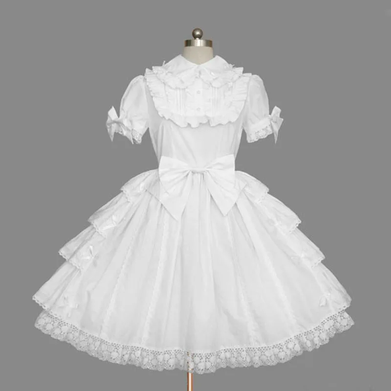 White Short Sleeve Classic Gothic Style Lolita Dresses Retro cotton Bow Princess Dress For Women
White Short Sleeve Classic Gothic Style Lolita Dresses Retro cotton Bow Princess Dress For Women