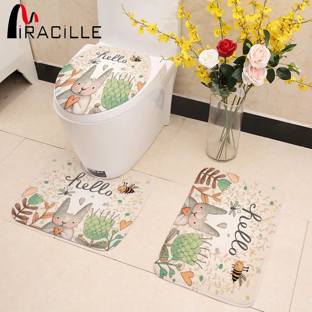 Miracille Cartoon Rabbit Animal Pattern 3PCS Toilet Seat Cover Set Absorbent Non-Slip Bathroom Rug Bath Mat Set
Miracille Cartoon Rabbit Animal Pattern 3PCS Toilet Seat Cover Set Absorbent Non-Slip Bathroom Rug Bath Mat Set