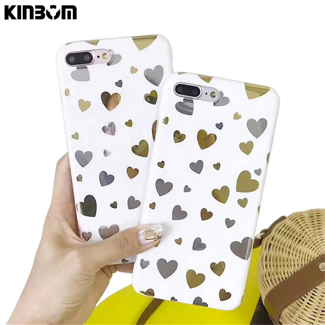 KINBOM для Iphone 6 6splus Bronzing Любовь Сердце чехол телефона 7 8 plus X модные мягкие IMD назад