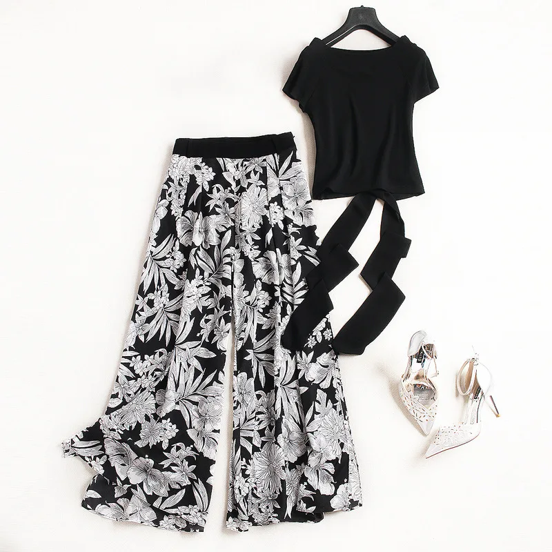 Summer Printted Crop Top 2 Piece Set 2019 Fashion Ol Short Sleeves Knitted Shirt + Cropped Chiffon
Summer Printted Crop Top 2 Piece Set 2019 Fashion Ol Short Sleeves Knitted Shirt + Cropped Chiffon