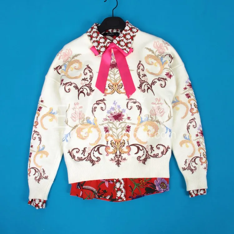Women Autumn Sweater Knitting 2018 New Designer Handmade Colorful Thread Flower Embroidery O-Neck Long Sleeve All Match Sweater
Women Autumn Sweater Knitting 2018 New Designer Handmade Colorful Thread Flower Embroidery O-Neck Long Sleeve All Match Sweater