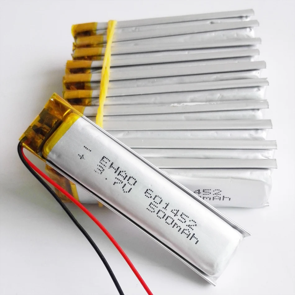 Wholesale 10 pcs 3.7V 500mAh 601452 Lithium Polymer LiPo Rechargeable Battery For Mp3 PAD DVD DIY E-book bluetooth smart watch
Wholesale 10 pcs 3.7V 500mAh 601452 Lithium Polymer LiPo Rechargeable Battery For Mp3 PAD DVD DIY E-book bluetooth smart watch