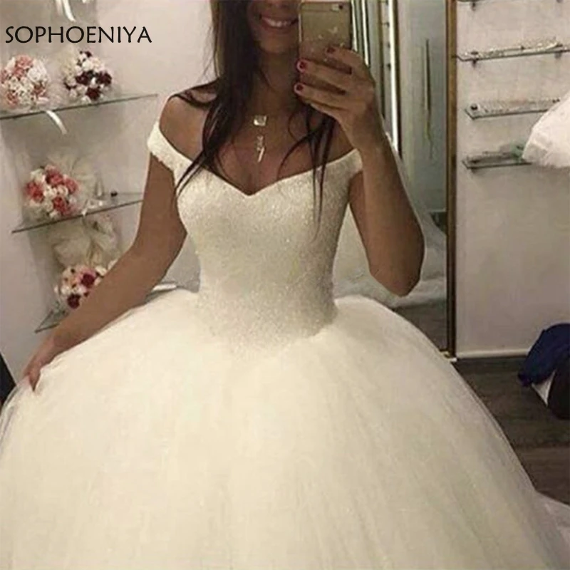 Новое поступление Bling Свадебные и Бальные платья 2021 с открытыми плечами Vestido Де