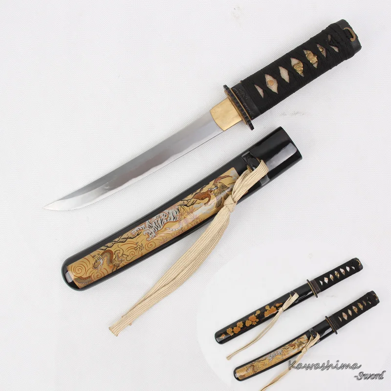 

Маленький японский нож ручной работы 1045 RealSteel с тигровым узором ножны открывалка для букв резкость Новая поставка