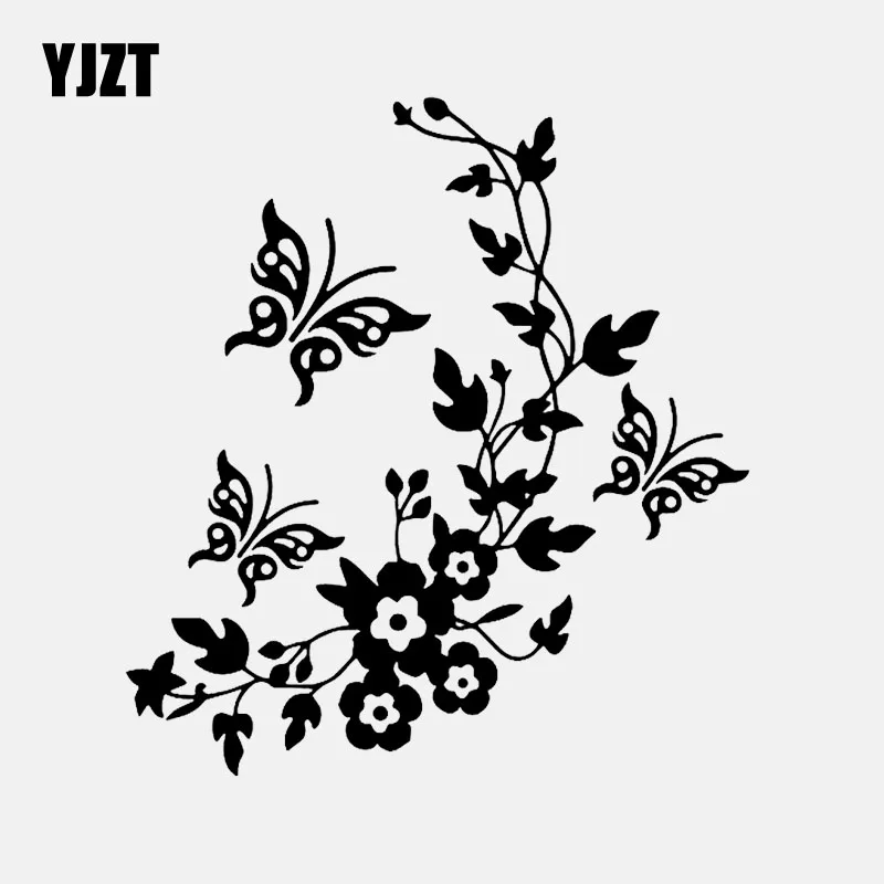 YJZT 14 м * 15 3 см цветы и бабочки вдохновенный дизайн Декор художественная Наклейка