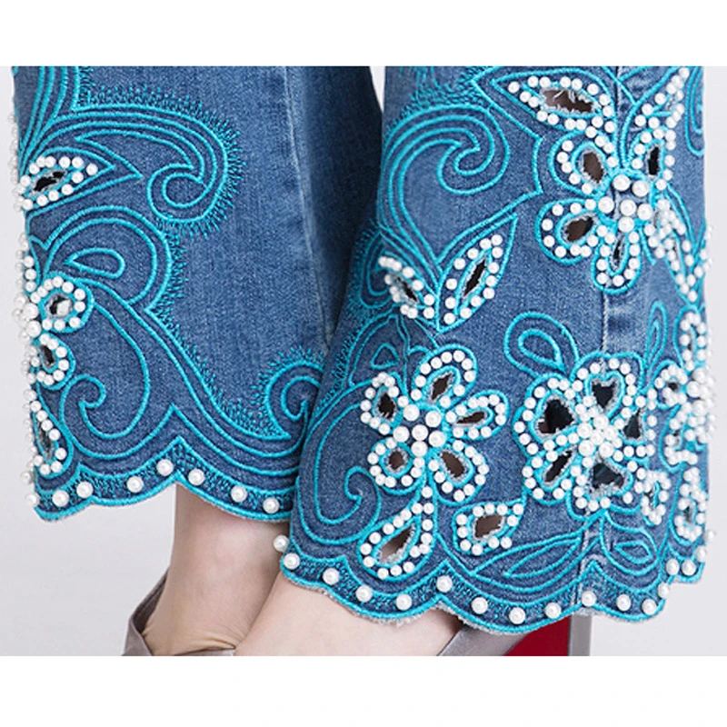 Brand Flare Pants Female Hollow Out Embroidery Sweet Skinny Jeans Women Streetwear High Waist Casual Pants Plus Size Trousers
Brand Flare Pants Female Hollow Out Embroidery Sweet Skinny Jeans Women Streetwear High Waist Casual Pants Plus Size Trousers