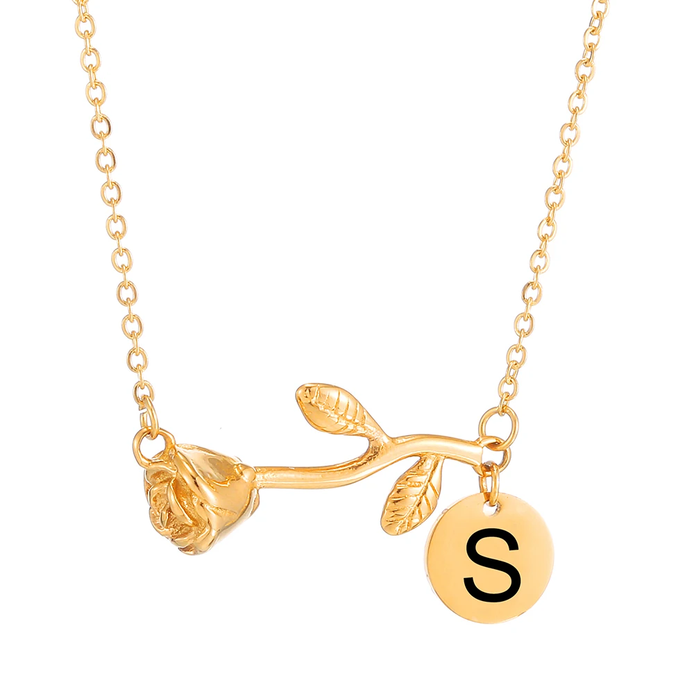 Alphabet Initial Letter Name Necklace Women Jewelry Rose Flower Stainless Steel Gold Color Pendant Necklaces Gifts
Alphabet Initial Letter Name Necklace Women Jewelry Rose Flower Stainless Steel Gold Color Pendant Necklaces Gifts