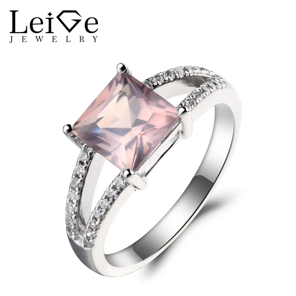 Leige Jewelry Pink Gemstone Engagement Ring Square Cut Natural Pink Quartz Ring Solid 925 Sterling Silver Ring Gifts for Women
Leige Jewelry Pink Gemstone Engagement Ring Square Cut Natural Pink Quartz Ring Solid 925 Sterling Silver Ring Gifts for Women